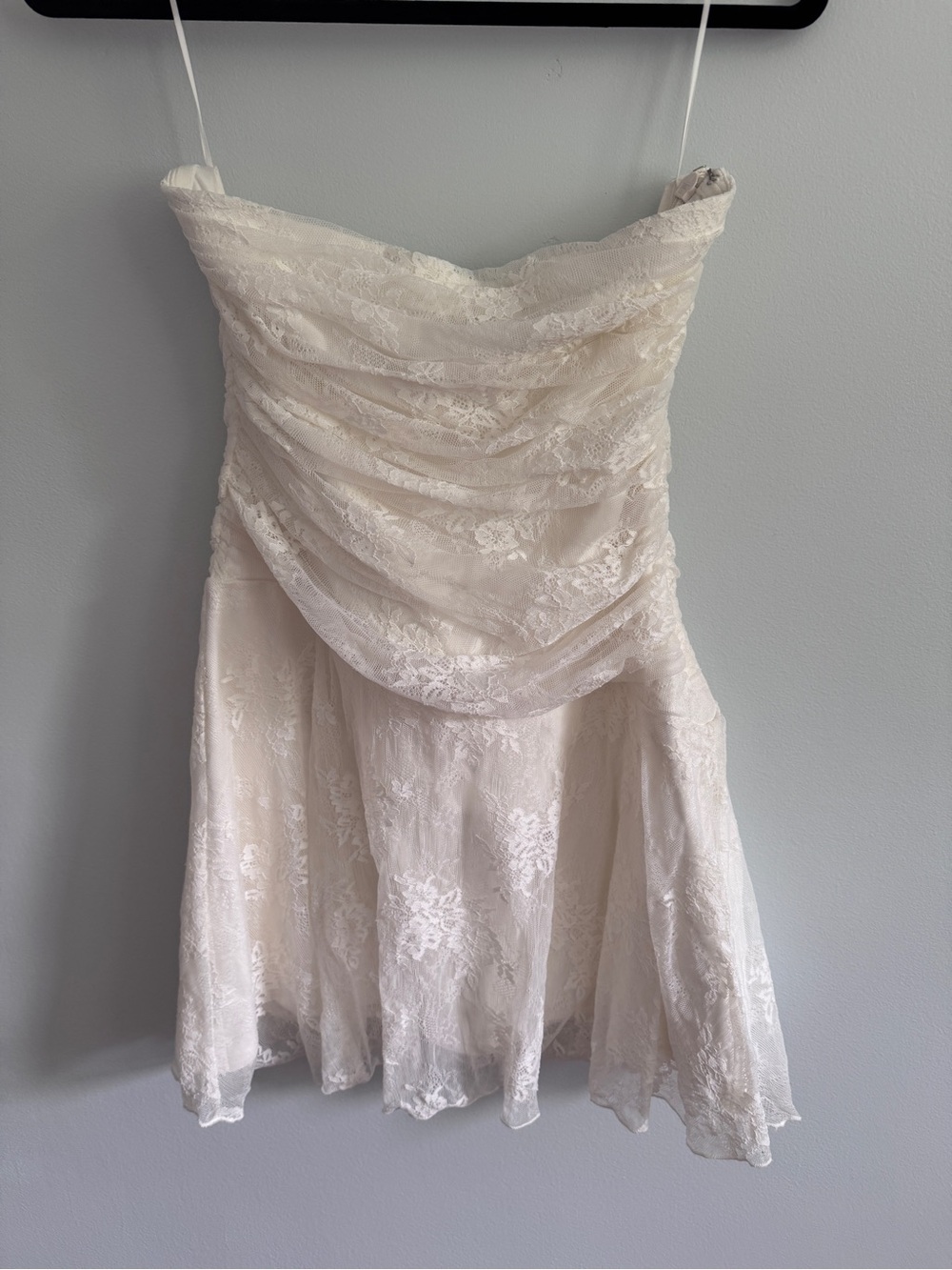 Abercrombie Strapless Lace A-Line Dress in White